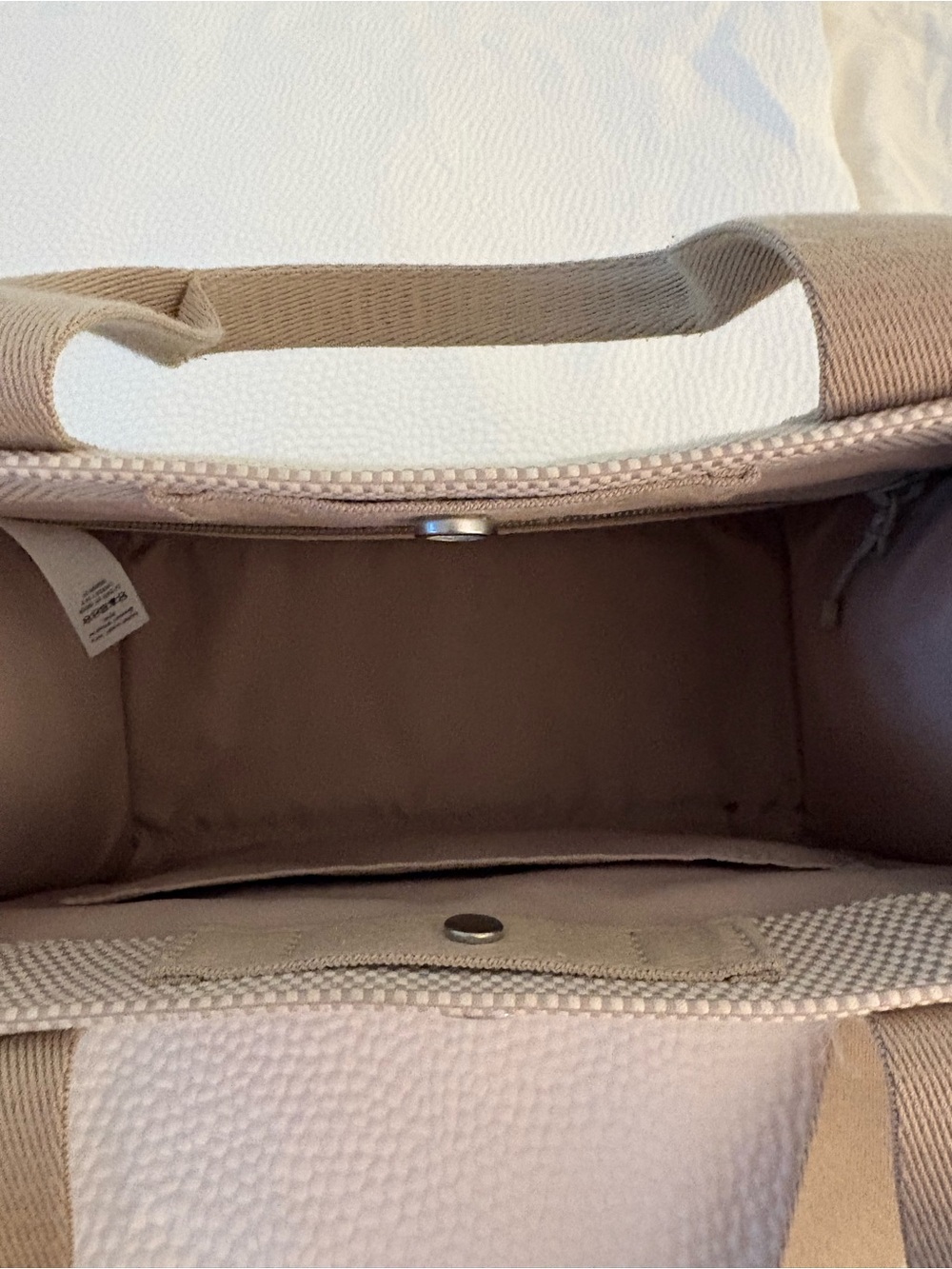 Lulu lemonCanvas Crossbody Tote in Beige with Contrast Straps - Picture 6 of 6